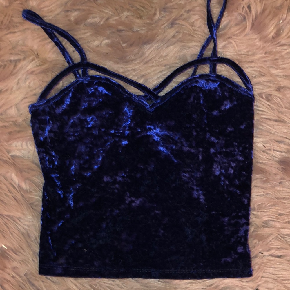 Dark blue velvet tank top!